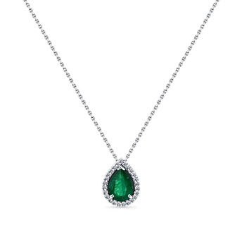 Колье из белого золота с изумрудом 0,875 ct