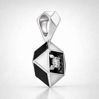 Подвеска из белого золота с бриллиантом 0,12 ct