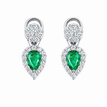 Серьги из белого золота с изумрудами 1,27 ct