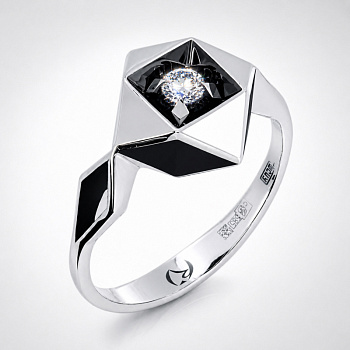Кольцо из белого золота с бриллиантом 0,13 ct