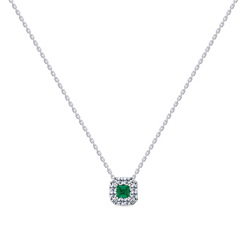 Колье из белого золота с изумрудом 0,31 ct