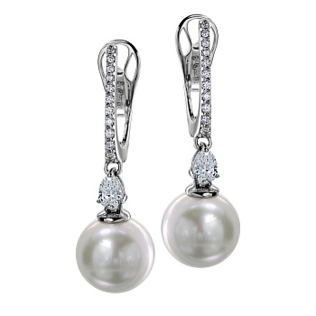 Серьги из белого золота с жемчугом 20,56 ct