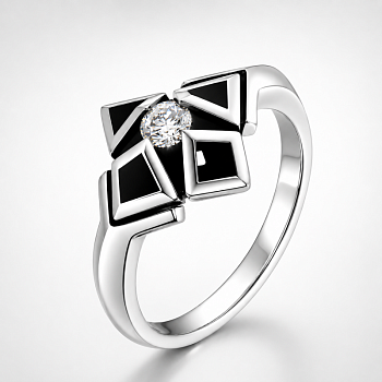 Кольцо из белого золота с бриллиантом 0,155 ct