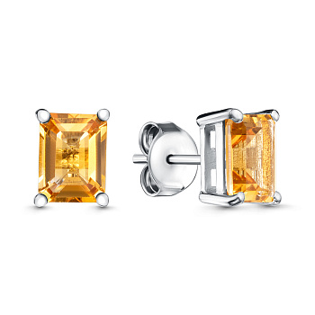 Серьги из серебра с цитрином