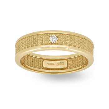 Кольцо из желтого золота с бриллиантом 0,029 ct