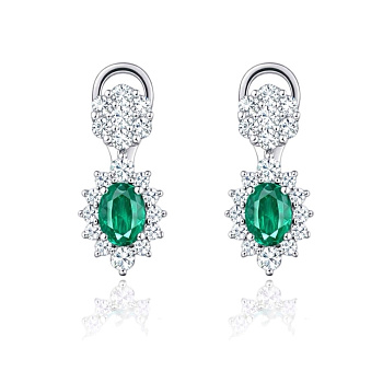 Серьги из белого золота с изумрудами 1,26 ct
