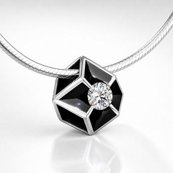 Колье из белого золота с бриллиантом 0,165 ct