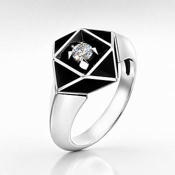 Кольцо из белого золота с бриллиантом 0,175 ct