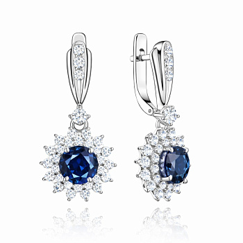 Серьги из белого золота с сапфирами 2,98 ct